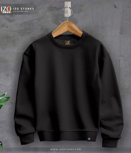 Round Basic Sweatshirt - Black | IZO Store