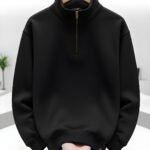 Half Zip Sweatshirt Black – Heavy Cotton | IZO Store