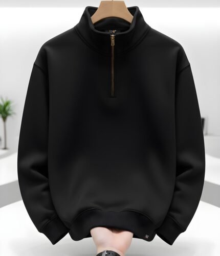 Half Zip Sweatshirt Black – Heavy Cotton | IZO Store
