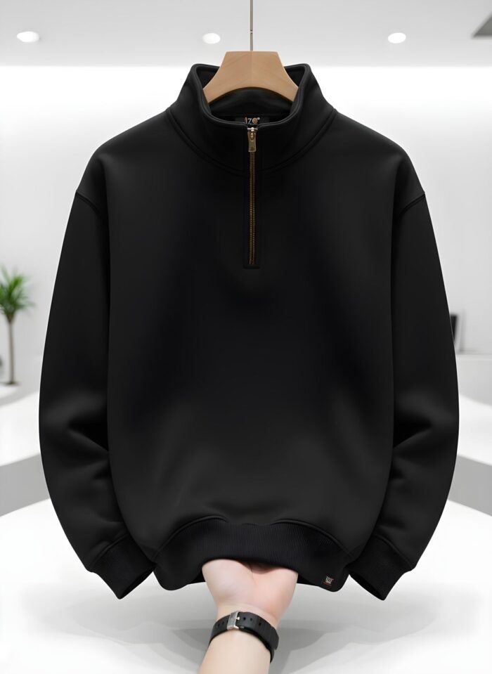 WhatsApp Image 2025-11-08 at 1.53.36 PM Half Zip Sweatshirt Black – Heavy Cotton | IZO Store