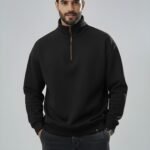 Half Zip Sweatshirt Black – Heavy Cotton | IZO Store