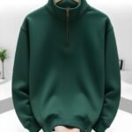 Half Zip Sweatshirt Dark Green – Heavy Cotton | IZO Store