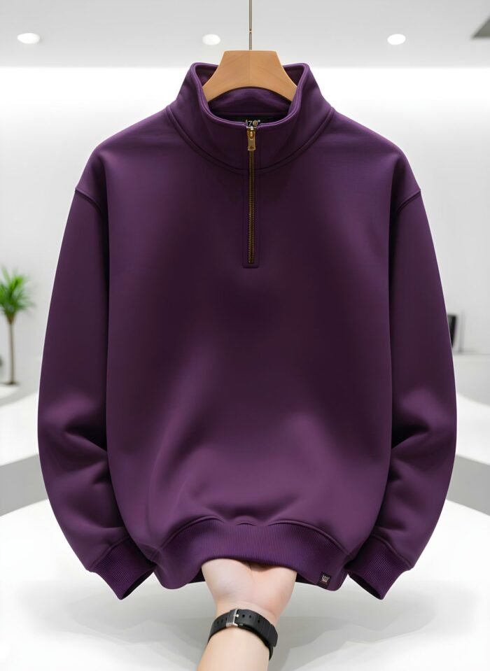 Half Zip Sweatshirt Eggplant – Heavy Cotton | IZO Store