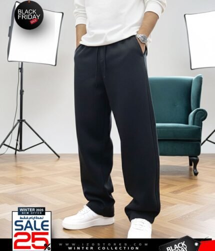 Men’s Winter Wide Leg Sweatpants – Black | IZO Store