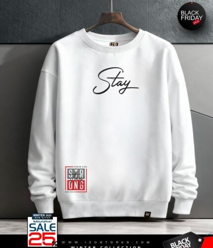 Stay classs White - Sweatshirt Round For Men IZO Store