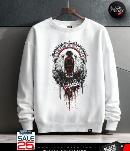 Bear White - Sweatshirt Round For Men IZO Store