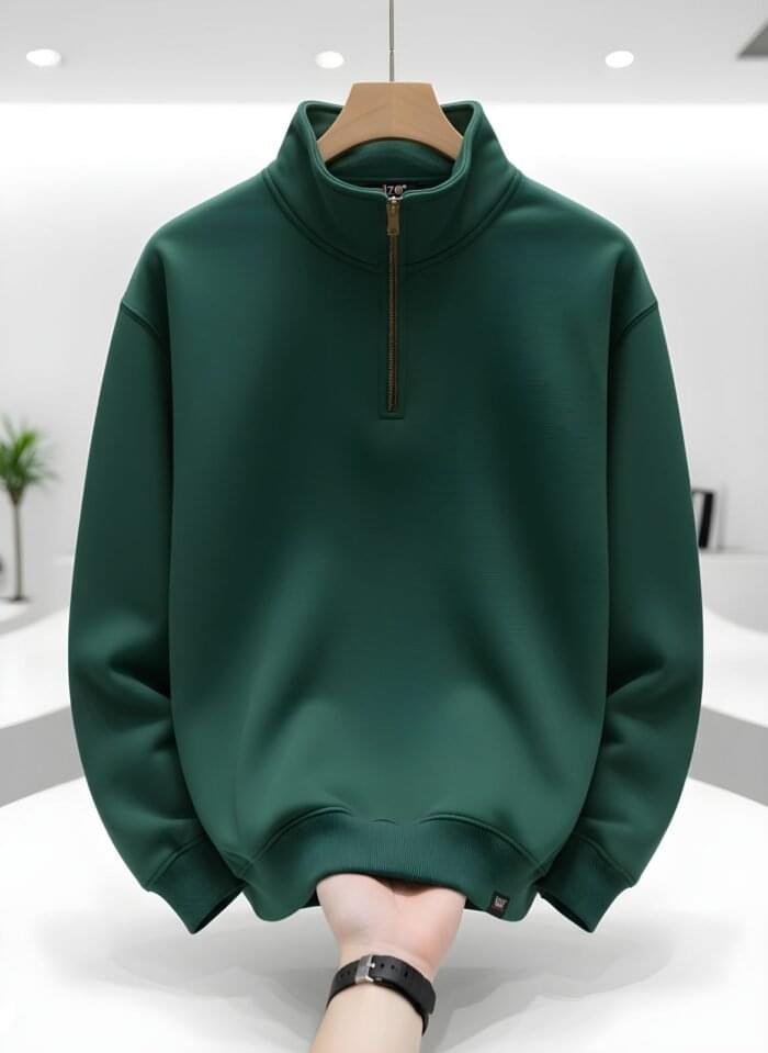 WhatsApp Image 2025-11-08 at 1.54.23 PM Half Zip Sweatshirt Dark Green – Heavy Cotton | IZO Store