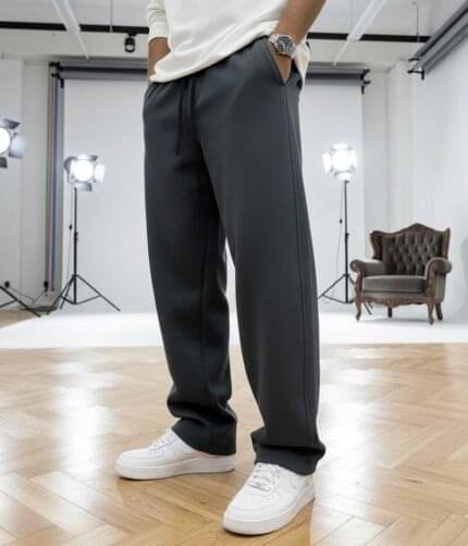 Men’s Winter Wide Leg Sweatpants – Dark Gray | IZO Store