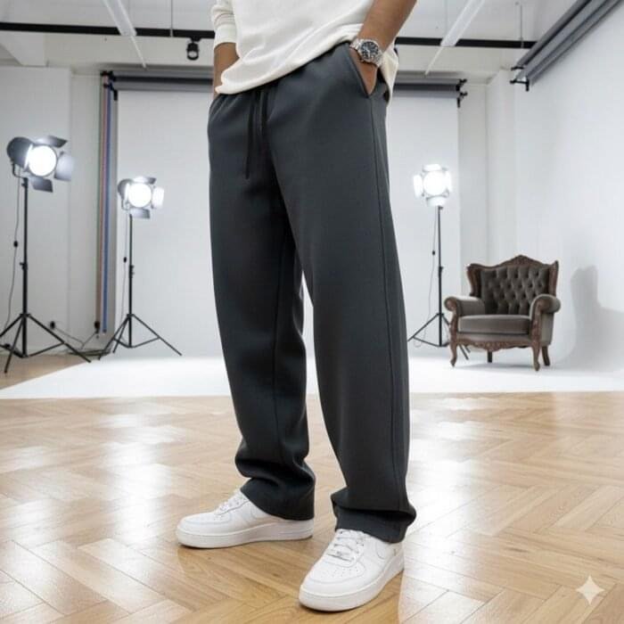 Men’s Winter Wide Leg Sweatpants – Dark Gray | IZO Store